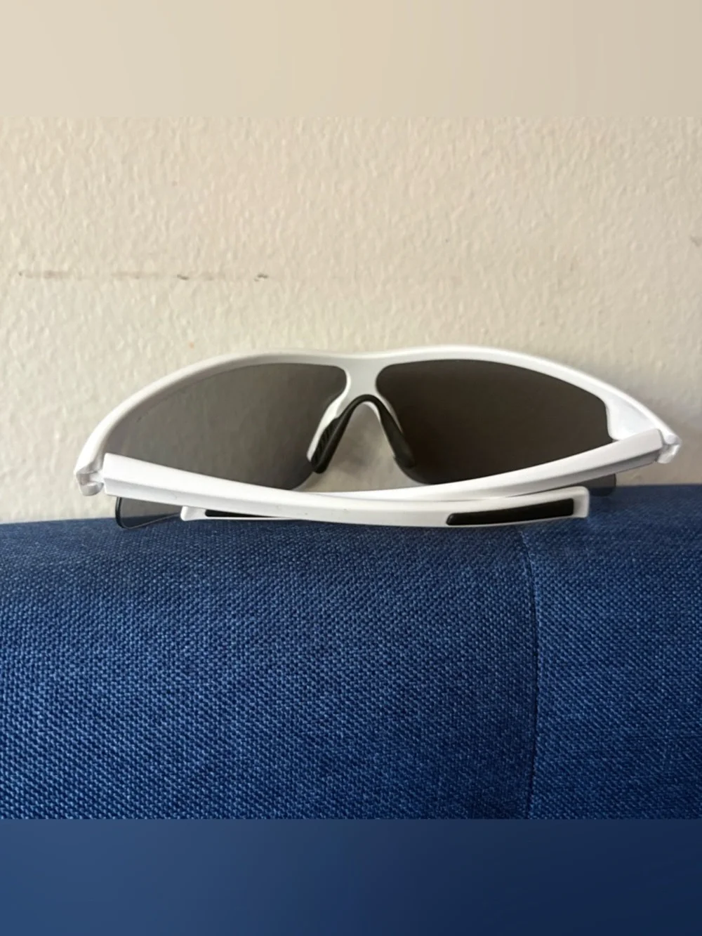 White Frame Sports Sunglasses with Dark Smoke Lens